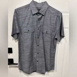 Express Men's Charcoal Short Sleeve Button-Down Dress Shirt